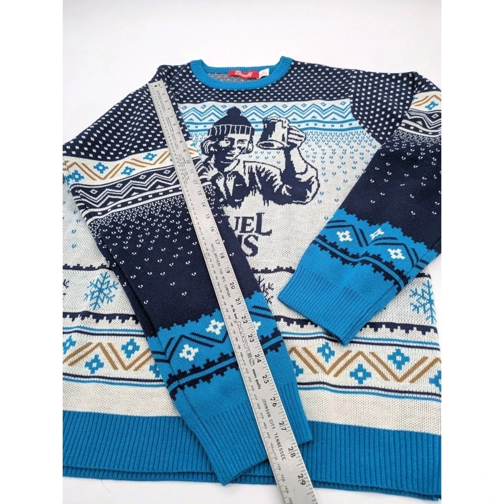 Shinesty Samuel Adams Ugly Christmas Sweater Men's Size XL Blue‎ Fair Isle Beer